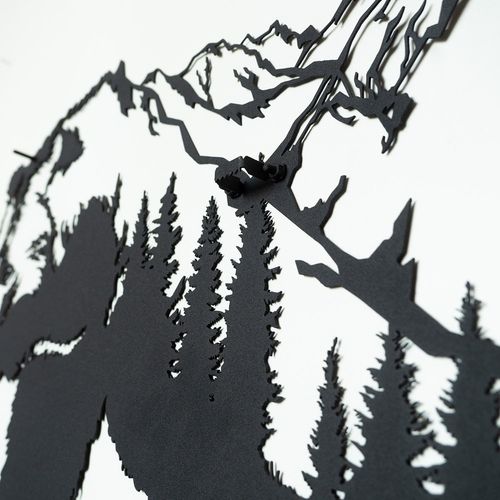 Landscape Bear Metal Wall Art - APT626 Black Decorative Metal Wall Accessory slika 4