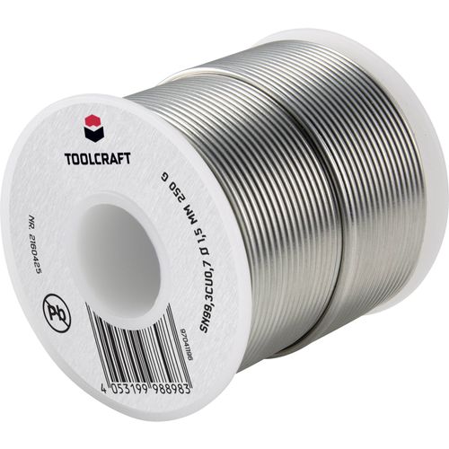 TOOLCRAFT lemna žica, bezolovna svitak Sn99,3Cu0,7 ROL1 250 g 1.5 mm slika 1