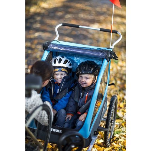 Thule Coaster XT plava dječja kolica i prikolica za bicikl za dvoje djece slika 11