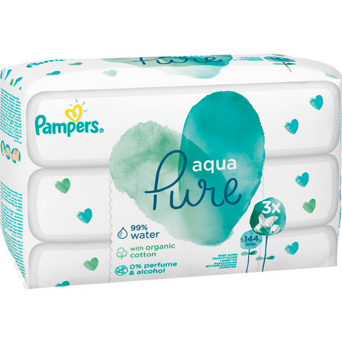 Pampers Aqua Pure vlažne maramice 3 x 48 kom slika 2