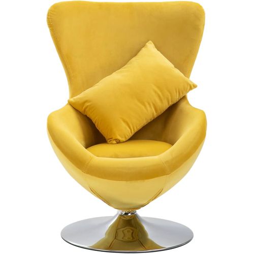 Okretna jajolika stolica s jastukom žuta baršunasta slika 10