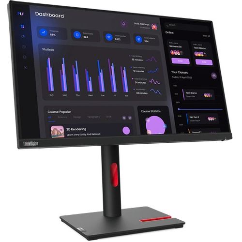 Lenovo Think 63CFMATXEU 23.8" ThinkVision T24i-30 (A22238FT0), 1920x1080 Wide 16:9 WLED IPS Anti Glare, 1000:1, 6ms (4ms extreme mode), 250cd/m², 178/178, VGA, HDMI, DisplayPort, 4xUSB 3.2 Gen1/1x USB 3.2 Gen1, Audio Out, Black, Tilt, Lift, Swivel, Pivot slika 7