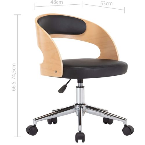 Okretna uredska stolica od savijenog drva i umjetne kože crna slika 36