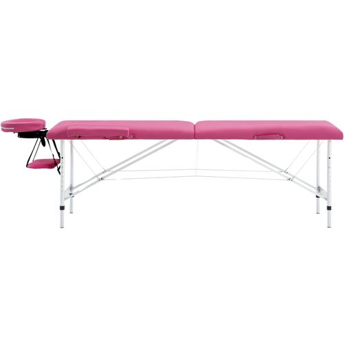 Sklopivi masažni stol s 2 zone aluminijski ružičasti slika 10