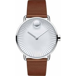 MOVADO EDGE ALUMINIUM DIAL MEN'S LEATHER WATCH