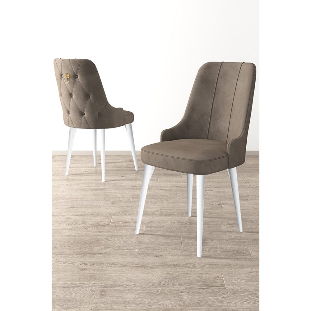 Newa - Cappuccino, Bijeli Set Stolica (2 Komada) slika 1