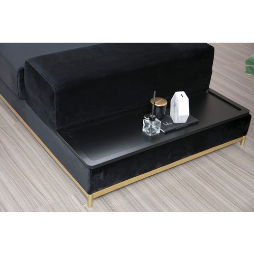 Atelier Del Sofa Četverosjed, LINE s integriranim stolićem, crni, Line With Side Table - Black slika 10