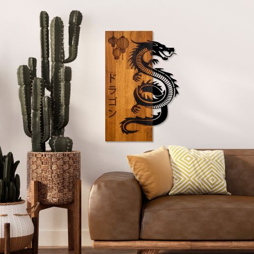 Dragon WalnutBlack Decorative Wooden Wall Accessory slika 3