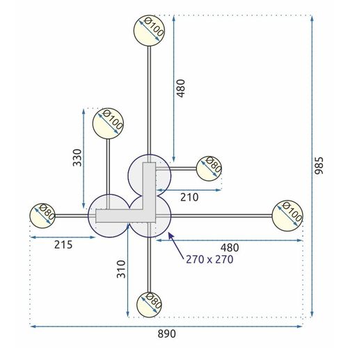 TOOLIGHT MODERNA STROPNA SVJETILKA CRNA 6 KRAKOVA LED APP521-6C slika 10