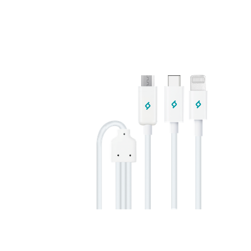 Ttec Kabel - Trio - Lightning, USB-C & MicroUSB to USB (1,20m) - White slika 1