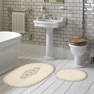 Selonya Oval - Cream Cream Bathmat Set (2 Pieces)