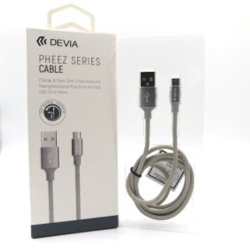 USB Pheez Devia Cable Micro 2.4A 1M siva slika 1