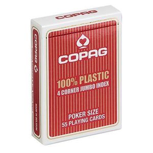COPAG karte za poker 100% plastika 4 jumbo index, crvene