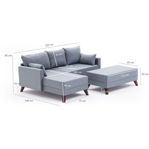 Atelier Del Sofa Kutna garnitura na razvlačenje BELLA SOFT,lijeva, plava, Bella Soft Mini Köşe Left - Blue slika 9