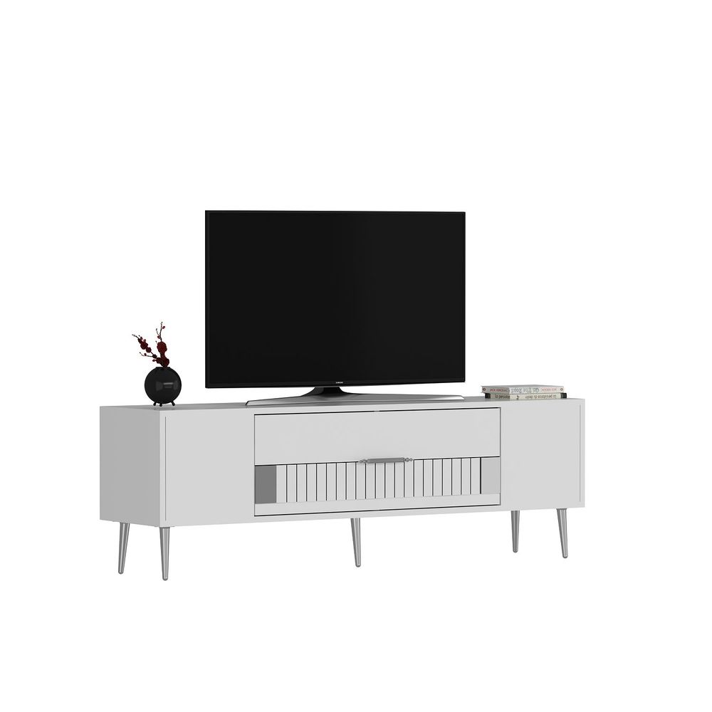 TV stalak Dekolp4, bijela i srebrna boja slika 3