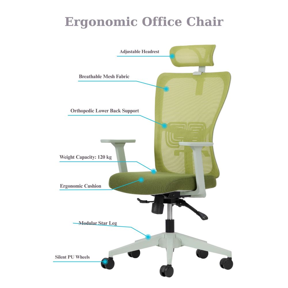 Set kancelarijskih stolica Lumbar 126 - zelena boja (2 komada) slika 6
