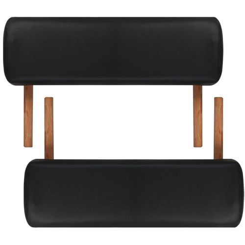 Sklopivi stol za masažu s drvenim okvirom trodijelni crni slika 46