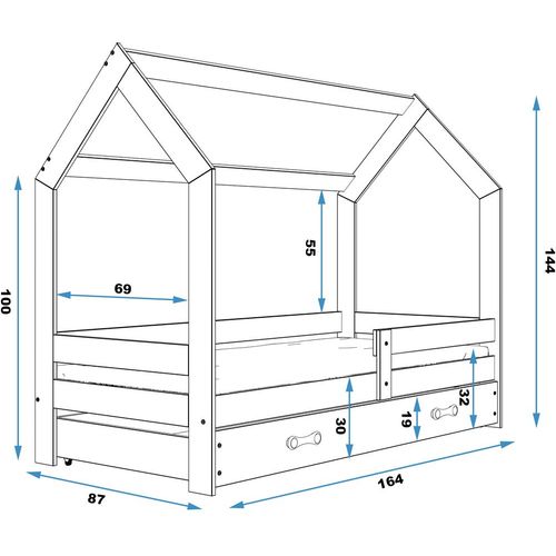 Drveni dečiji krevet House - 160x80 cm - grafit slika 3
