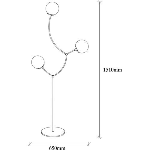 Opviq Podna lampa KROMOZON 4001, crno- bijela, metal- staklo, 65 x 30 cm, visina 151 cm, promjer sjenila 15 cm, duljina kabel 350 cm, E27 40 W, Kromozom - 4001 slika 2