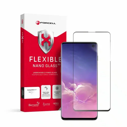 Forcell Flexible 5D - hibridno staklo za Samsung Galaxy S10 crno (Hot Bending) - radi čitač slika 1