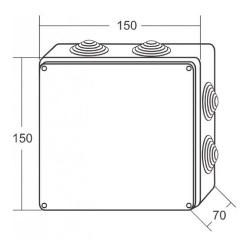 Razvodna kutija sa gumenom zaptivkom ME-K150x150x70mm (8uvodnica) IP65 slika 2