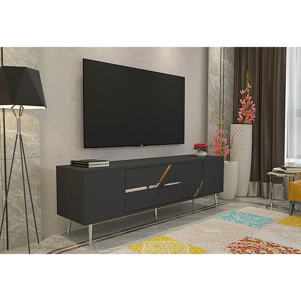 TV stalak Dekolp5, boje antracit i srebrna slika 2