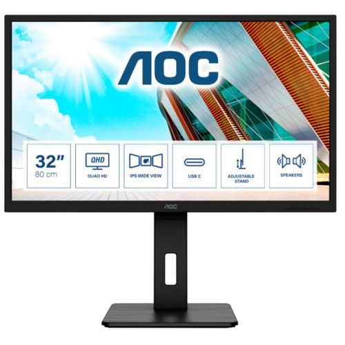 Monitor AOC 31.5 Q32P2CA,* Monitor IPS LED 2K(2560x1.440)250 nits,4ms, 75Hz, 6W zvucnici,DP,HDMI,USB slika 1