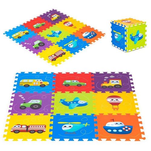 Ecotoys Podloga Za Igru Puzzle Vehicles 9 Elemenata 86X86cm Iplay slika 1