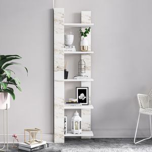 Woody Fashion Polica za knjige, Reeta - White, Marble