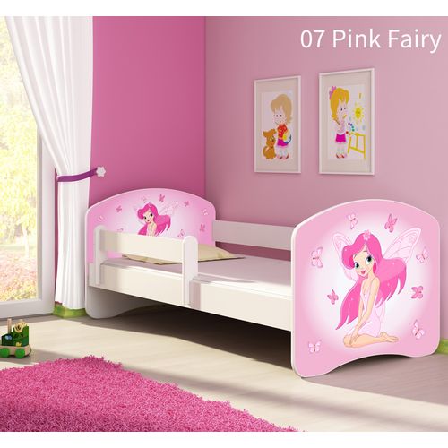 Dječji krevet ACMA s motivom, bočna bijela 180x80 cm - 07 Pink Fairy slika 1