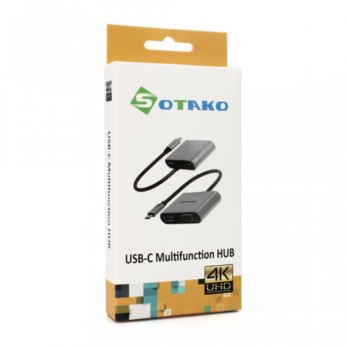 Adapter Type C na HDMI VGA PD USB3.0 SOTAKO ST-C0401 4 u 1 sivi slika 5