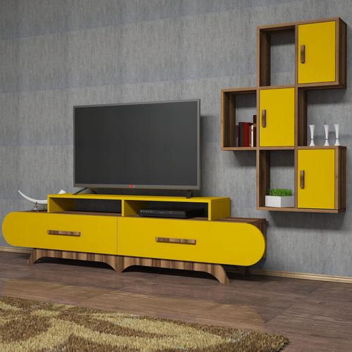 Woody Fashion TV jedinica, Flora S - Walnut, Yellow slika 2