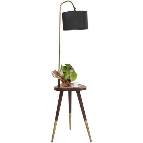 Demet Eskitme Lambader Silindir Hasır Siyah Abajurlu Copper Floor Lamp slika 2