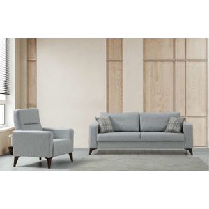 Kristal 3+1 - Light Grey Light Grey Sofa Set