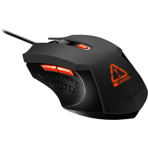CANYON Star Raider GM-1 Optical Gaming Mouse with 6 programmable buttons, Pixart optical sensor, 4 levels of DPI and up to 3200, 3 million times key life, 1.65m PVC USB cable,rubber coating surface and colorful RGB lights, size:125*75*38mm, 115g slika 1