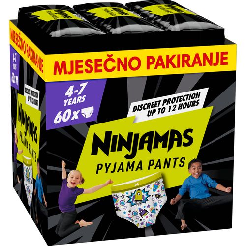 Ninjamas noćne gaćice za djevojčice i dječake, mjesečno pakiranje  slika 1