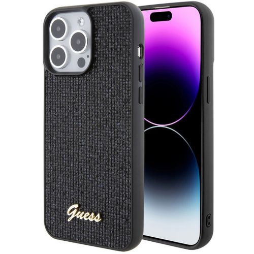 GUESS maska za iPhone 15 Pro Max DISCO SCRIPT METAL BLACK slika 1