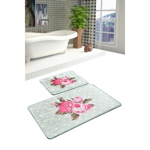 Monet - Mint Multicolor Bathmat Set (2 Pieces)