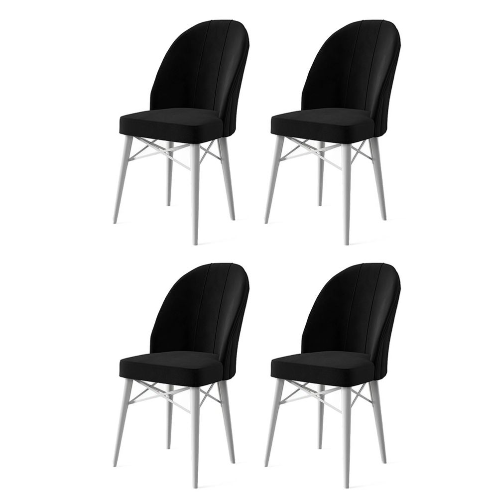 Ritim - Crni i Bijeli Set Stolica (4 Komada) slika 1