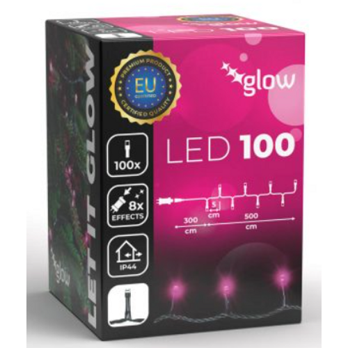 Home deco 100 led žaruljica roze, zelena žica slika 1