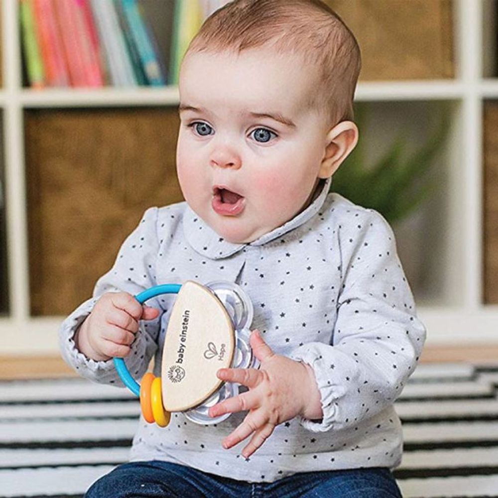 Hape Drvena zvečka mini daire Tiny Tambourine, Plava slika 2