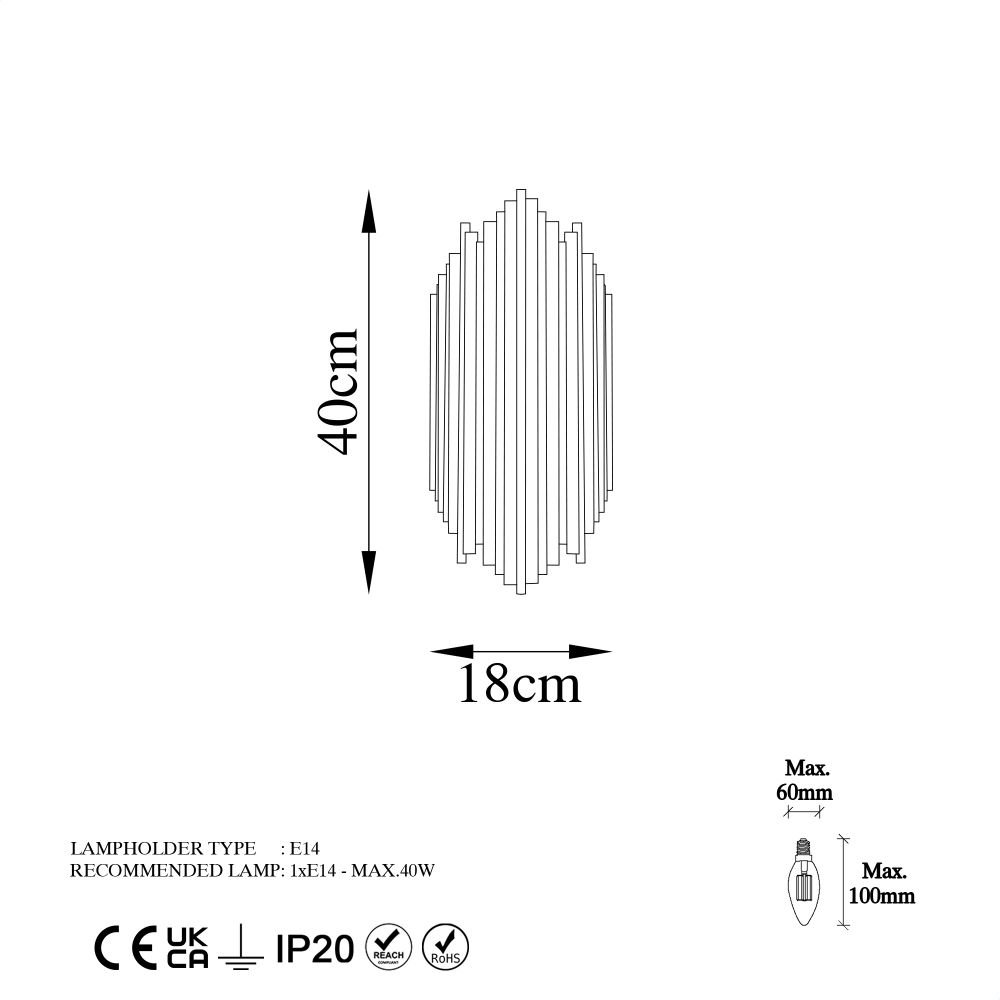 Kara - 13347 Hromirana Zidna Lampa slika 8