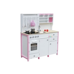 Drvena kuhinja - bijela-roza - s dodacima