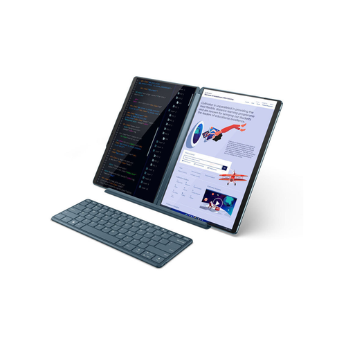 Lenovo 83FF002TRM Yoga Book 9 13IMU9 (Tidal Teal, Aluminium) 12-Core Ultra7 155U (2P+10E) 4.8GHz/12MB 32GB DDR5 1TB-NVMe 2x 13.3" 2.8K (2880x1800) OLED 400n DolbyVision Glass Touch DigitalPen3 WC-5MP+IR Iris-Xe WiFi A/X BT5.1 3xTB4 UK-key 80Wh 1.34kg W11P +BT/M+Folio Stand slika 9