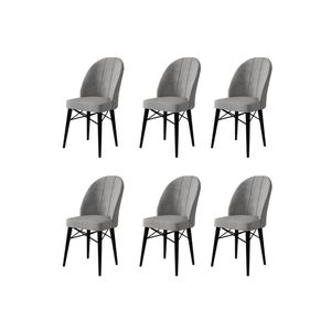 Ritim - Sivi, Crni Set Stolica (6 Komada)