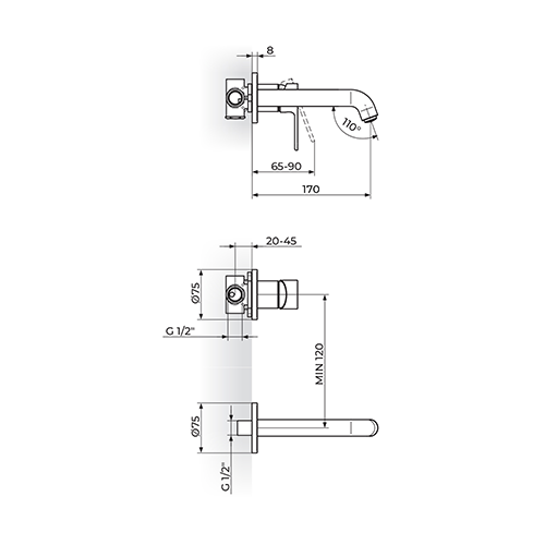 Rosan  S.2  GOLD Uzidna baterija za lavabo slika 2