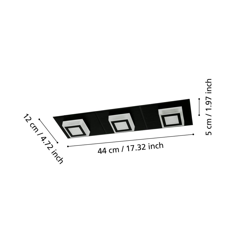 Eglo zidna/stropna rasvjeta masiano 1 led 3x3,3w 3000k 1020lm crno/satensko š:12 slika 2