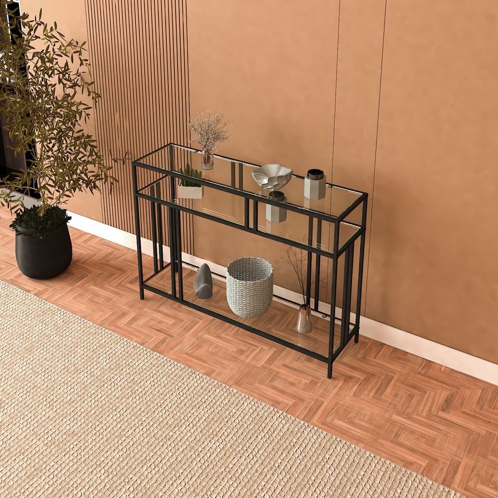 Venedik - Crni Stakleni Komodin 100 Black Sideboard slika 3