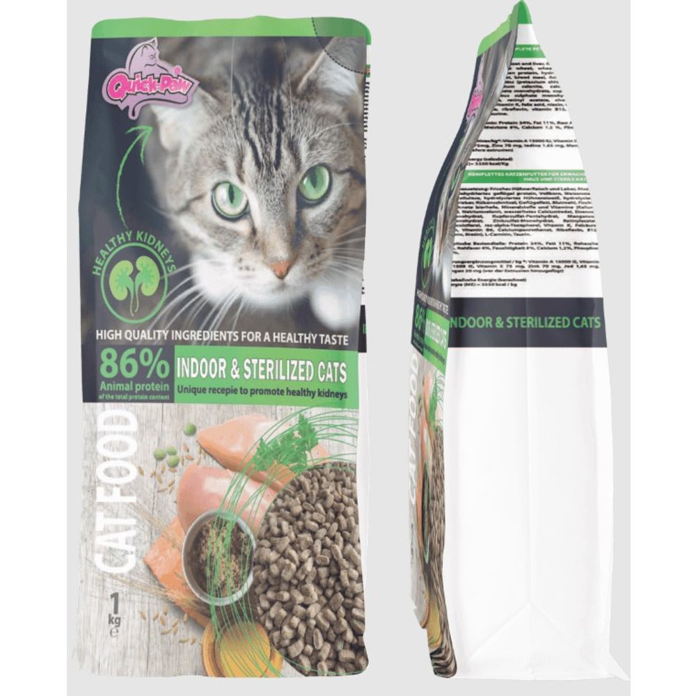 Quick-Paw suha hrana za kućne i sterilisane mačke 1kg slika 1