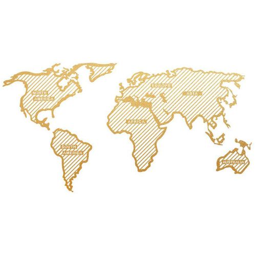 World Map In The Stripes - Gold (120 x 65) Gold Decorative Metal Wall Accessory slika 2
